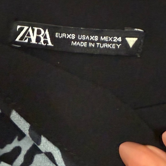 Zara XS Animal Print Long Sleeve Blouse Blue Black - Picture 7 of 10